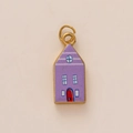 Pendentif maison violette pour accessoire DIY avec anneaux dorés et détails colorés - Pendentif Style Maison Violette / Violet