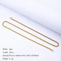 Collar de cadena box de 2mm en acero inoxidable chapado en oro de 18K para hombre - 50cm / 2mm / Dorado