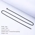 2mm black stainless steel box chain necklace with lobster clasp 50cm length for men - 2mm-60cm / Black