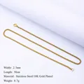 2.5mm 18K gold-plated stainless steel box chain necklace with lobster clasp, 50cm long - 2.5mm-60cm / Gold