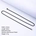 2.5mm matte black stainless steel box chain necklace for men with vacuum plating - 2.5mm-50cm / Black