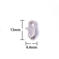 Silver stainless steel lobster clasp jewelry connector measuring 13mm by 4.4mm - US 13