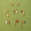 DIY Schmuckanhänger Set mit goldenen Ohrringen und bunten Herzanhängern aus Naturstein - Nr 1 Perlenherz