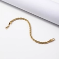 18K gold plated stainless steel twist rope chain bracelet with lobster clasp for women and men - 3.0mm*21cm / Gold