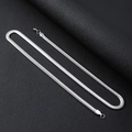 Sleek silver stainless steel flat herringbone snake chain necklace with lobster clasp - 45CM Long (Necklace) / Steel Color Flat Snake Chain (3mm Wide)
