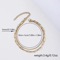 Double-layer stainless steel box and paperclip link chain bracelet in golden finish - Gold