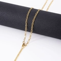 Close-up of 18k gold plated stainless steel Figaro chain necklace with lobster clasp - 3mm (45cm+5cm) / Gold