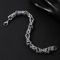 Braided stainless steel bracelet for men with round deep blue crystal and lobster clasp - Royal Blue Gemstone