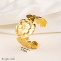 Exaggerated 18k gold plated stainless steel floral open bangle with matte finish - Flower Design (Y07) / Gold