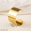 Polished 18K gold plated stainless steel open cuff bracelet with 40mm width - Horizontal Brushed Texture Style (Y16) / Gold