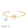 Polished 18K gold plated stainless steel knotted heart bangle with 2mm thickness - 54# Heart-shaped Open Bangle - Gold Sz103