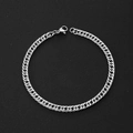 Detail of silver stainless steel curb chain bracelet with a secure lobster clasp closure - Double Curb Chain