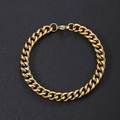 Close-up of polished 18K gold-plated stainless steel Cuban link bracelet with lobster clasp - Wide Style / Gold