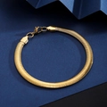 Detailed view of 18K gold plated stainless steel snake chain with lobster clasp closure - Flat Snake Bracelet - Gold (4mm Width)