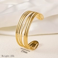 Exaggerated 18K gold plated multi-layer stainless steel wave cuff bracelet 29mm - Five-Row Parallel Wave Design (Y20) / Gold