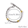 Silver stainless steel twist chain bracelet with gold beads and lobster clasp measurements - Twist Chain Style