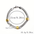 Technical view showing 21cm length and 6mm width of the two-tone snake chain bracelet - Flat Snake Chain Style
