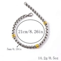 Detailed view of two-tone stainless steel box chain bracelet showing 21cm length and 5mm width - Box Chain Style