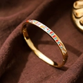 18K vergoldetes Edelstahlarmband mit bunten geometrischen Emaille-Mustern - 6mm Emaille / Boho Geometrisch (A712)