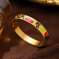 Armreif aus Emaille und Titanstahl mit 18 Karat Goldbeschichtung und bunten Mustern - Breite Emaille-A730