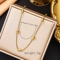 Macro view of 18K gold plated stainless steel chain with bead details and dimensions - Gold Necklace (45+5cm)