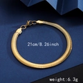 Golden 18K gold-plated stainless steel snake bone bracelet with lobster clasp 21cm length - Flat Snake Bracelet - Gold (6mm Width)