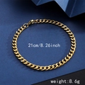 21cm 18K gold plated stainless steel Cuban link bracelet with lobster clasp for men - 6-Sided Polished Cuban Bracelet - Gold (5mm Width)