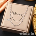 Polished silver stainless steel necklace with interlocking hollow heart links, 45cm length - Hollow Heart Necklace / 5.3mm*45+5cm / Steel
