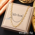 Golden stainless steel necklace featuring hollow heart links with 45 plus 5cm length detail - Hollow Heart Necklace / 5.3mm*45+5cm / Gold