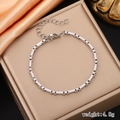 Minimalist silver stainless steel box chain bracelet with lobster clasp, weight 4.8g - Bracelet: 3mm*17+5cm / Silver Bracelet