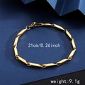 18K gold plated titanium steel Cuban chain bracelet with lobster clasp and 21cm length - Cylindrical Bar Bracelet - Gold (3mm Width)