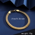 Polished 18K gold plated stainless steel wheat chain bracelet with lobster clasp for men - Wheat Chain Bracelet - Gold (5mm Width)
