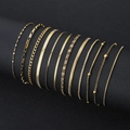 Set of 12 gold plated stainless steel bracelets in snake and bead chain styles - 12-Piece Assorted Set / 12 Pieces/Set (Assorted) / Gold