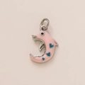 Pendentif dauphin rose avec cœurs bleus pour porte-clés faits main et accessoires de sac - Dauphin Rose Cœur