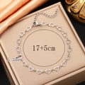 Silver hollow heart-shaped chain bracelet with 17+5cm adjustable lobster clasp - Hollow Heart Bracelet / 5.3mm*17+5cm / Steel