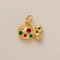 Macro shot of 18K gold-plated pendant with colorful enamel dots and a small crystal stone - Colorful Fish