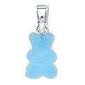 Light blue gummy bear pendant with frosted texture and silver metal clasp for DIY jewelry - Blue Bear Silver Clasp Pendant