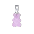 DIY bear pendant in purple macaron shade with sugar frosted texture and silver clasp - Purple Bear Silver Clasp Pendant