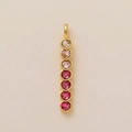 Vertical gold pendant with seven heart-shaped stones in pink and purple gradient - Rhinestone Long Heart Pendant