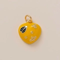 Macro detail of heart-shaped yellow pendant with beetle motif and golden plating - Yellow Ladybug Heart Pendant (Pendant Only (Without Chain))