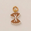 Pendentif en forme de pâtes papillon marron et blanc avec anneau plaqué or 18 carats - Pendentif Nœud Papillon