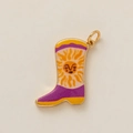Colgante de bota dorada con diseño de sol morado para la creación de joyas DIY - Colgante de Botas Sol Violetas