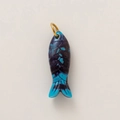 Detailed macro view of the marble-textured blue and purple resin fish pendant - Deep Blue Little Fish Pendant