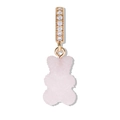Pink sugar-textured resin bear pendant with sparkling zircons and gold clasp - White Bear Gold Rhinestone Clasp Pendant