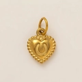 Golden heart pendant charm with horseshoe pattern and beaded edge for DIY jewelry - Heart Pendant