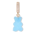 Light blue gummy bear pendant with golden rhinestone-encrusted clasp for DIY jewelry - Blue Bear Gold Rhinestone Clasp Pendant