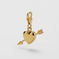Macro shot of gold-plated S925 sterling silver heart and arrow pendant with clasp - Cupid's Arrow Heart Pendant