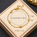 18K gold plated stainless steel bracelet with five polished oval beads and lobster clasp - Gold Bracelet (17+5cm)
