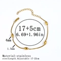 18K gold-plated stainless steel chain bracelet with 4mm oval beads and lobster clasp - 侧身夹米珠链 / 17+5cm / Gold