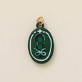Fashionable dark green oval charm with sparkling details and golden ring pendant - Abstract Art (Dark Green)